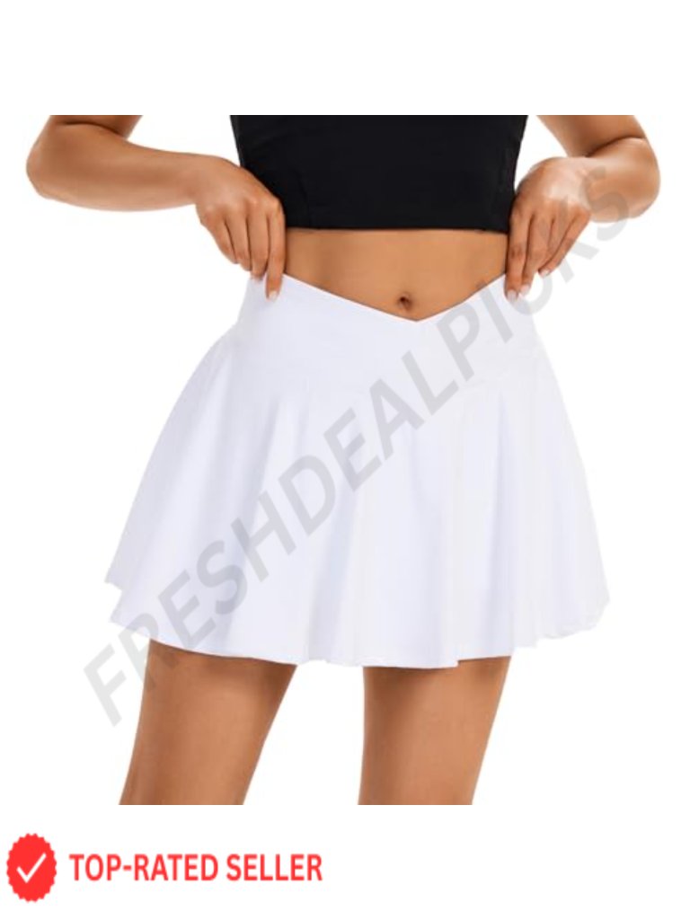 Mini Tennis Skirt Crossover Pleated Skort With Pockets Athletic Workout Golf